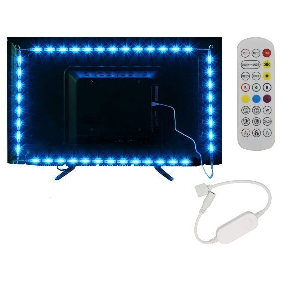 KIT TÉLÉ BANDE LED RGB + Blanc Chaud 5V IP20 2M 60 LEDS/M 6W Télécommande + Contrôleur + USB