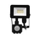 Projecteur LED Noir - Plat - 10 WATT, 4000°K, IP65 + Détecteur