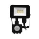 Projecteur LED Noir - Plat - 10 WATT, 3000°K, IP65 + Détecteur
