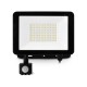 Projecteur LED Noir - Plat - 50 WATT, 6000°K, IP65 + Détecteur