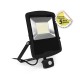 Projecteur LED Noir - Plat - 100 WATT, 3000°K, IP65 + Détecteur Garantie 5 Ans