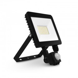 Projecteur LED Noir - Plat - 30 WATT, 6000°K, IP65 + Détecteur