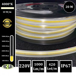 Bobine LED COB 10W/m 420 Leds/m 4000K 220V 20m IP67