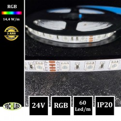 Bande LED 5050 60Led/m 14,4W/m 10mm 24V IP20 RGB