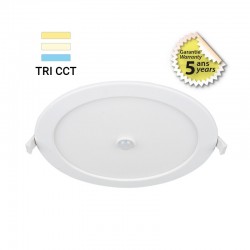 Plafonnier LED BLANC + Détecteur Ø220 18 Watt CCT Garantie 5 Ans