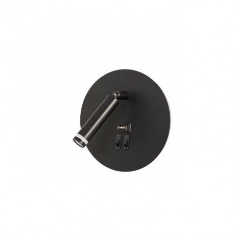 Applique Ronde Noire G9 + LED 7W 4000°K + USB