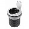 Boîte Extension Bureau Encastrée Rond Silver Ø60 1 prise 2P+T + 1 prise USB