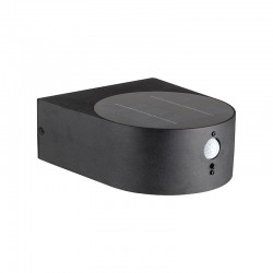 Applique Murale Noire Ronde LED Solaire 5W 3000K + Détecteur IR 