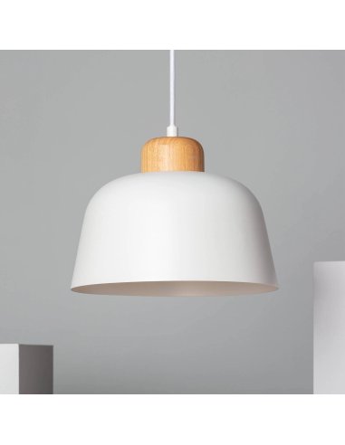 Suspension E27 Vert D'eau + Bois