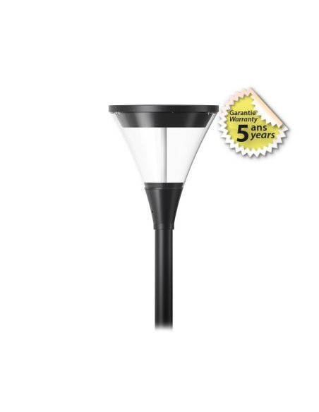 Lanterne sur mat LED Noir 40W IP66 IK09 3000K - Garantie 5 ans