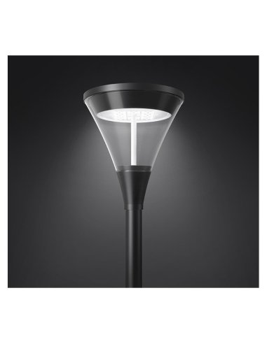 Lanterne sur mat LED Noir 40W IP66 IK09 3000K - Garantie 5 ans