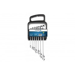 Jeu de clés mixtes à cliquet articulées 7 pcs, insert EVA 8-19 mm, CrV