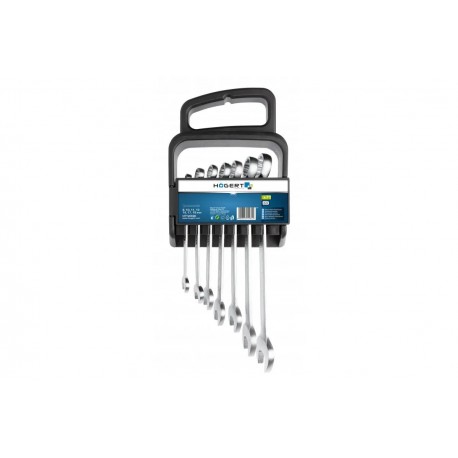 Jeu de clés mixtes à cliquet articulées 7 pcs, insert EVA 8-19 mm, CrV