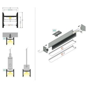 Profile LED Compact12 Alu Anodisé 2000mm
