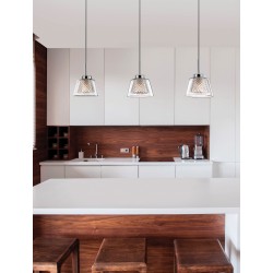 Pendant Light Chrome Aluminium & Clear Glass G9 3x33W L:65 H: 
