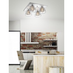 Ceiling Lamp Chrome Aluminium & Clear Glass G9 4x33W L:32 H:1 