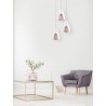 Pendant Light Chrome Aluminium Clear Glass & Rose Gold Frame G9 