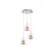 Pendant Light Chrome Aluminium Clear Glass & Rose Gold Frame G9 
