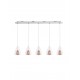Pendant Light Chrome Aluminium Clear Glass & Rose Gold Frame G9 