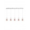 Pendant Light Chrome Aluminium Clear Glass & Rose Gold Frame G9 