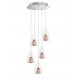 Pendant Light Chrome Aluminium Clear Glass & Rose Gold Frame G9 