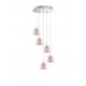 Pendant Light Chrome Aluminium Clear Glass & Rose Gold Frame G9 