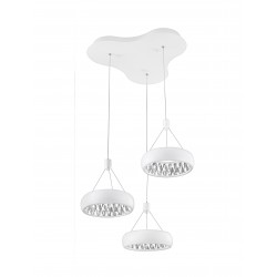 Pendant Light Matt White Aluminium & Crystal LED 36 Watt 2160Lm 