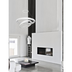 Pendant Matt White Aluminium & Crystal LED 60 Watt 3600Lm 3000 