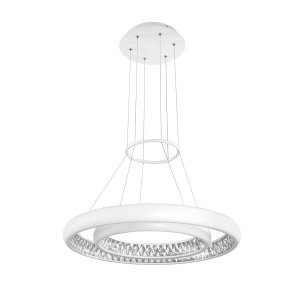 Pendant Matt White Aluminium & Crystal LED 60 Watt 3600Lm 3000 2