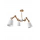 Ceiling Lamp Wood & Fabric E27 3x60W L:130 H:80-120cm 