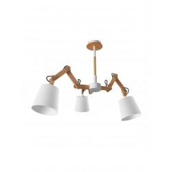 Ceiling Lamp Wood & Fabric E27 3x60W L:130 H:80-120cm 