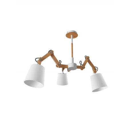 Ceiling Lamp Wood & Fabric E27 3x60W L:130 H:80-120cm 
