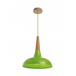 Pendant Light Green Metal & Wood E27 1x60W D:39 H:136cm 