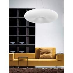 Pendant Light Chrome Aluminum & Opal White Glass E27 4x60W D: 
