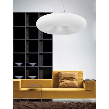 Pendant Light Chrome Aluminum & Opal White Glass E27 4x60W D: 