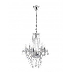 Chandelier Chrome Aluminium Glass & K9 Crystal E14 5x40W D:58 H 