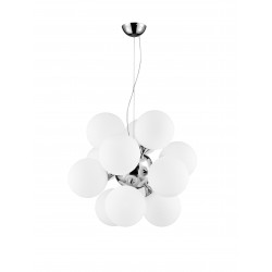 Pendant Light Chrome Aluminium & Opal Glass E27 12x60W D:69 H: 