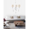 Pendant Light Metal Matt White Cream Lampshade & Crystals E14 3