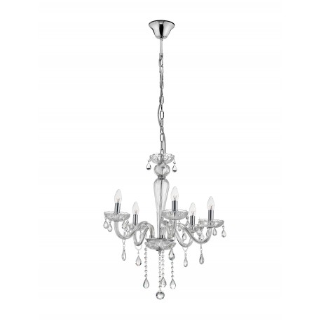 Chandelier Chrome Aluminium Glass & K9 Crystal E14 5x40W D:58 