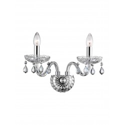 Wall Lamp Chrome Aluminium Glass & K9 Crystal E14 2x40W D:23-47 