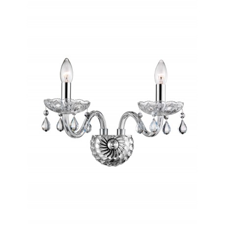 Wall Lamp Chrome Aluminium Glass & K9 Crystal E14 2x40W D:23-47 