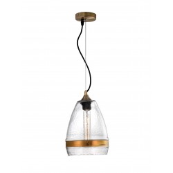 Pendant Light Clear Handmade Glass &Bronze Metal E27 1x40W D: 