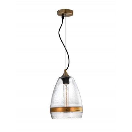 Pendant Light Clear Handmade Glass &Bronze Metal E27 1x40W D: 