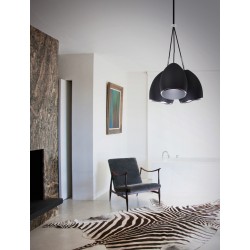 Pendant Light Metal Out.Matt Black -In.White Chrome E27 3x40W 