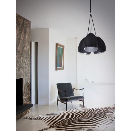 Pendant Light Metal Out.Matt Black -In.White Chrome E27 3x40W 
