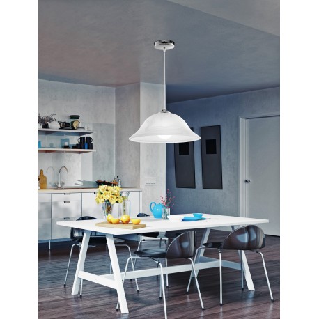 Pendant Light Chrome Metal Alabaster Glass E27 1x60W D:40 H:100 