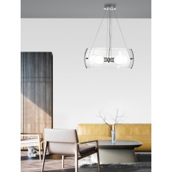 Pendant Light Chrome Aluminium & Clear Glass E27 5x60W D:50 H 