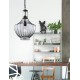 Pendant Light Blue Gray Handmade Glass Black Metal Chain E27 1x4 