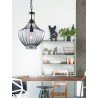 Pendant Light Blue Gray Handmade Glass Black Metal Chain E27 1x4 