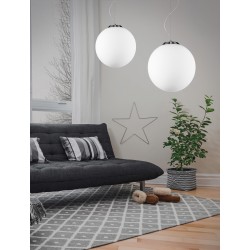Pendant Light Opal Glass & Chrome Metal E27 1x60W D:30 H:130c 